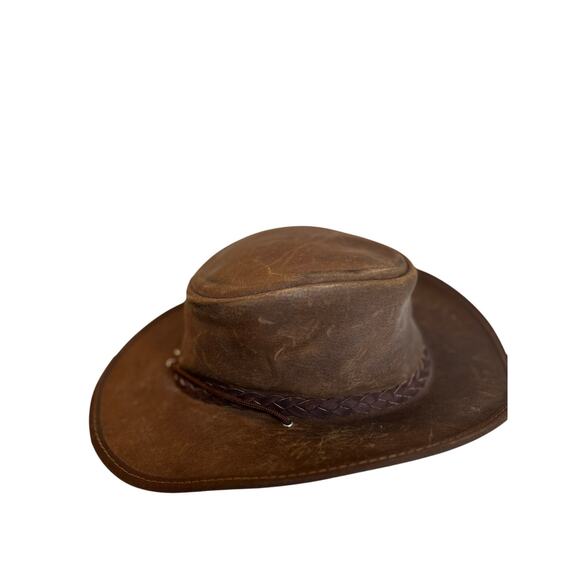 Head N Home "Bravo" Leather American Outback /Cowboy Hat Unisex Size M/L - Picture 3 of 11